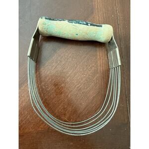 Vtg 1930s Androck Pastry Dough Metal Blender Tool Kitchen Blue Wood Handle
